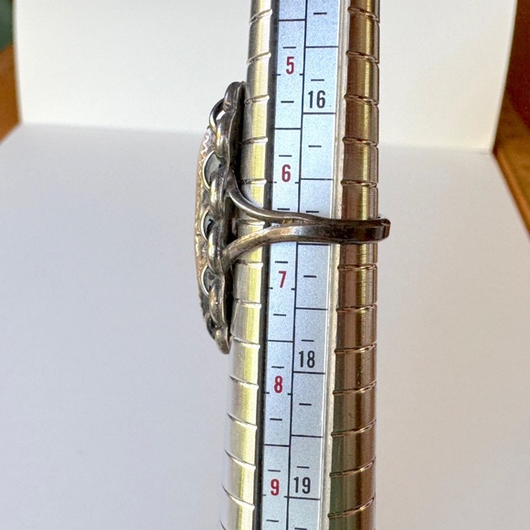 Oval Shell Ring Size 6 1/2, MOP Silver 1970s - Picture 6 of 7